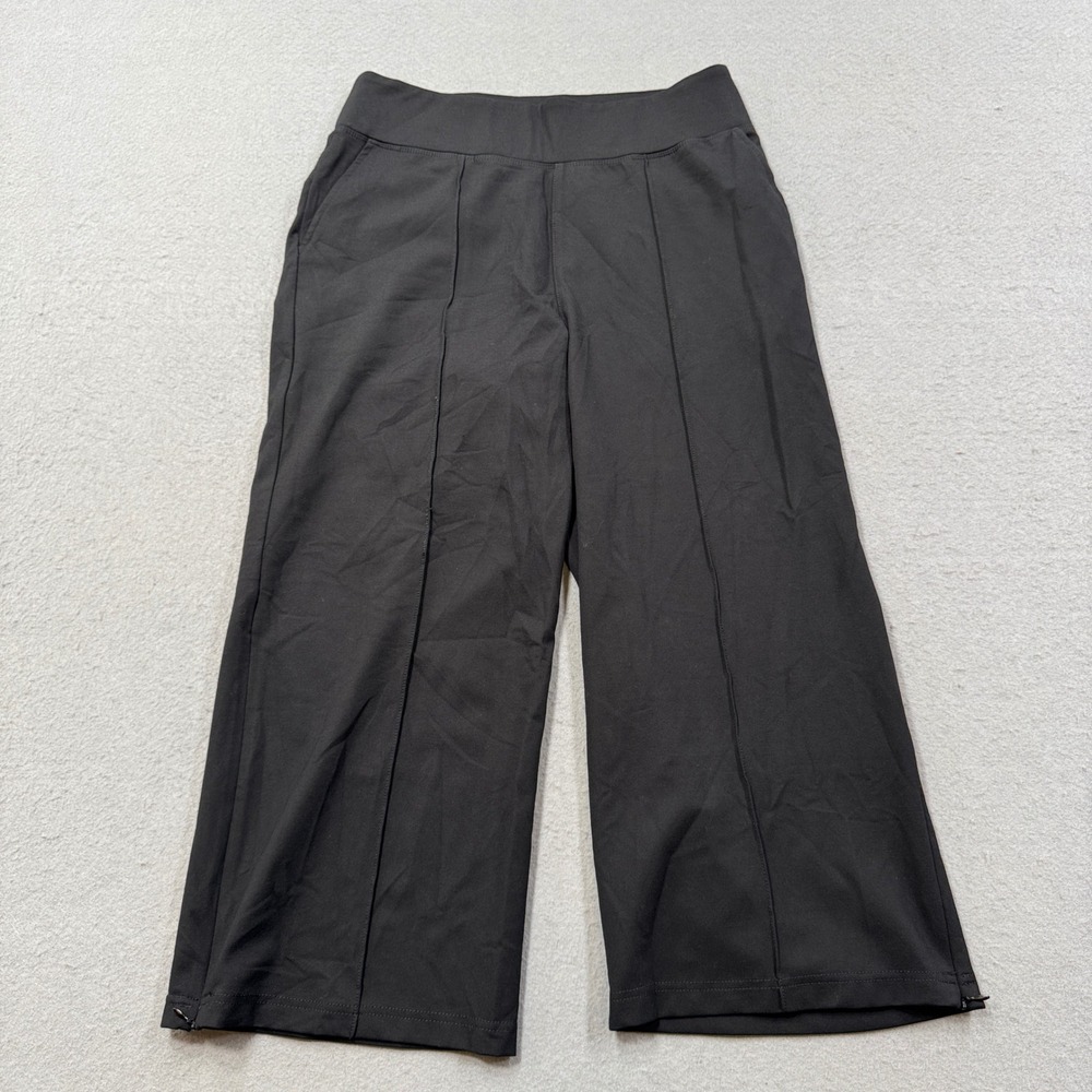 FIG Baggy Pants Womens Small Black High Rise Ankle Zip Cropped Athleisure Travel